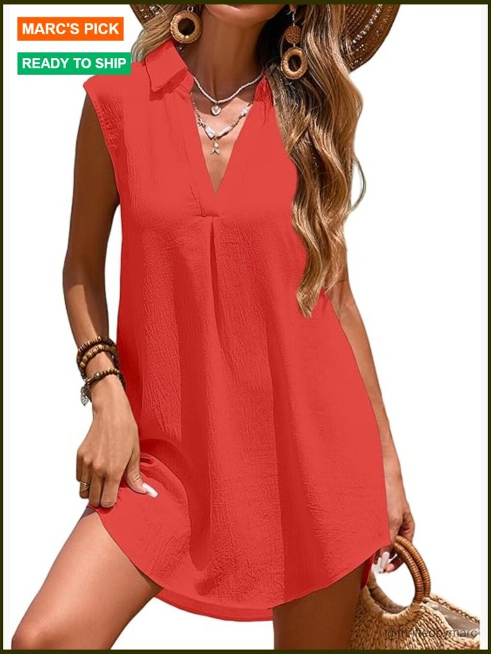 Sleeveless V Neck Swimsuit Coverup Beach Dress Bikini Cover Up